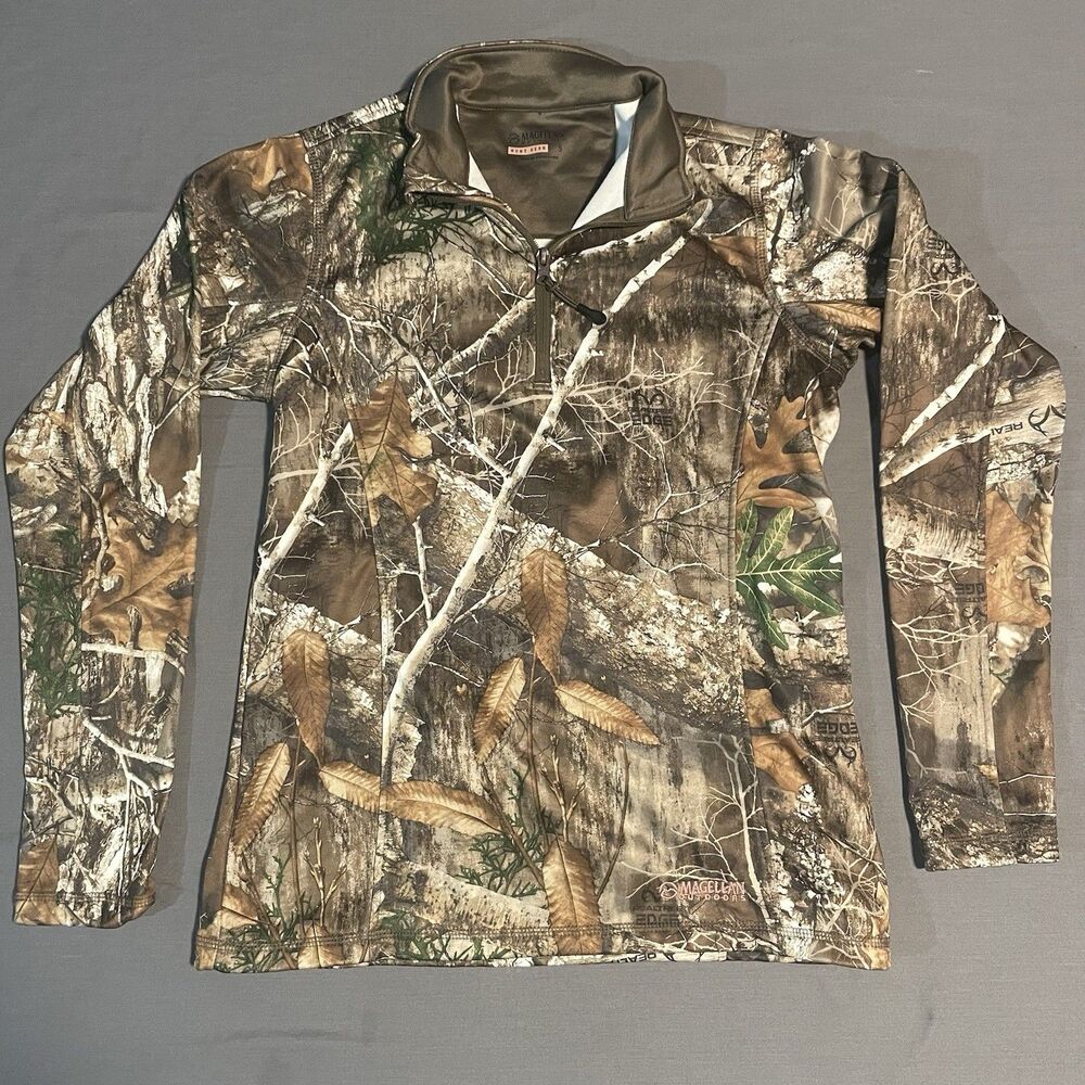Magellan Outdoors Women’s Camo Quarter Zip Size Small Realtree Edge